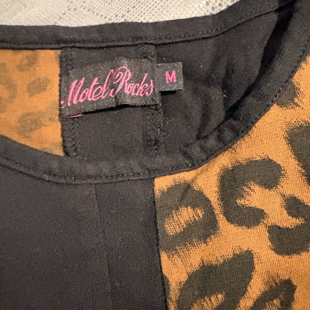 Motel Rocks Black and Tan Leopard Top